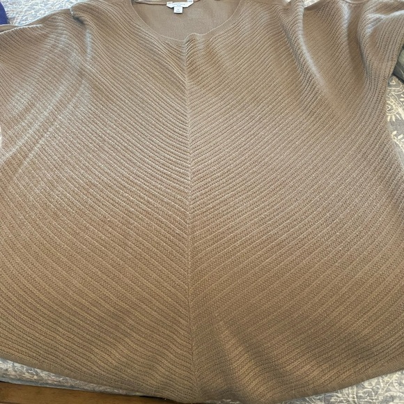 BOUTIQUE PLUS NUDE neutral tan 3/4 SLEEVE ROUND NECK THIN SWEATER TOP SIZE 1X - Picture 6 of 8
